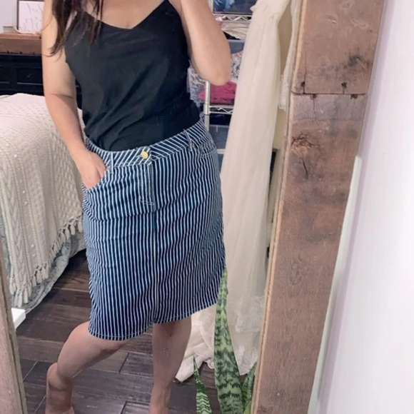 Cato blue & white striped denim skirt size 8 - Picture 2 of 7